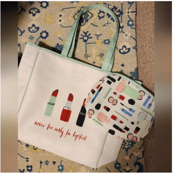 kate spade x clinique tote bag purse and makeup bag clutch nwt - Picture 2 of 4